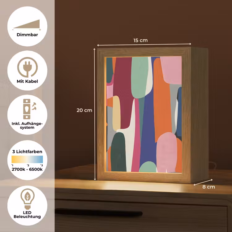 Vormen - Ritmisch - Kleuren - Abstract Light Box met kabel (Tafellamp) klein -USP_DE