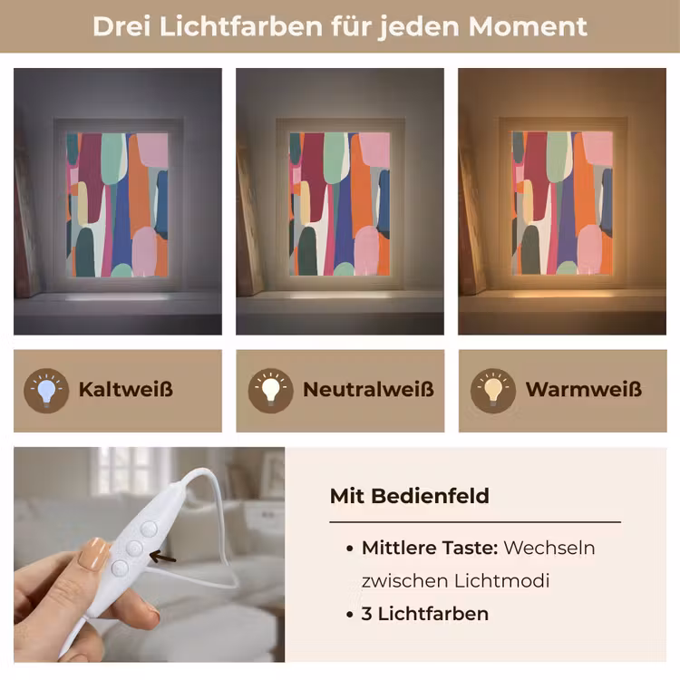 Vormen - Ritmisch - Kleuren - Abstract Light Box met kabel (Tafellamp) klein -USP_lichtkleurDE