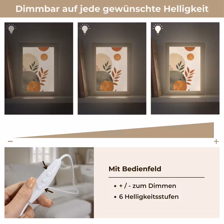 Vormen - Rond - Bladeren - Beige Light Box met kabel (Tafellamp) klein -USP_dimbaarDE