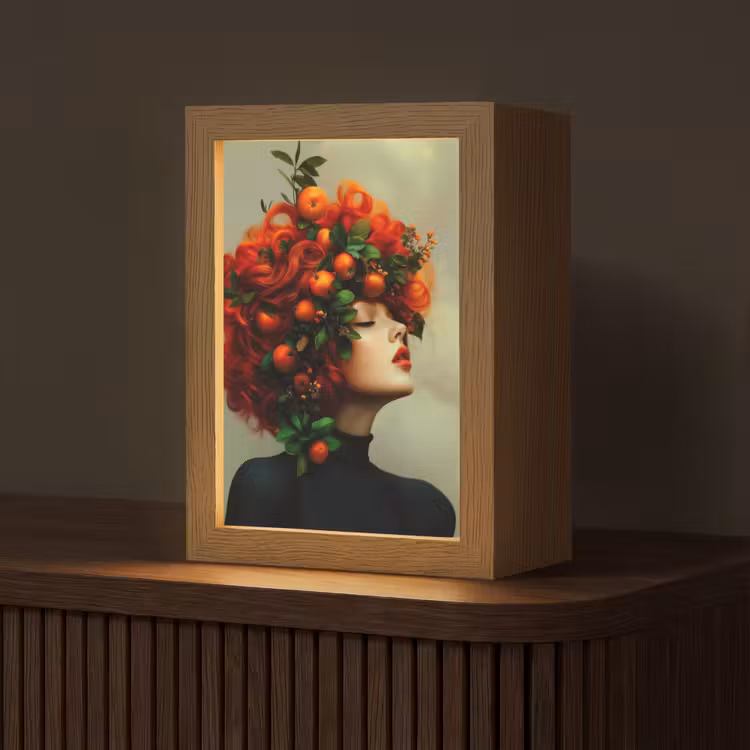 Vrouw - Appels - Rood - Bladeren Light Box met kabel (Tafellamp) klein -z3d_website
