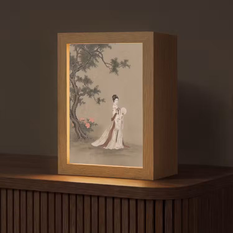 Vrouw - Azië - Kunst - Beige Light Box met kabel (Tafellamp) klein -z3d_website