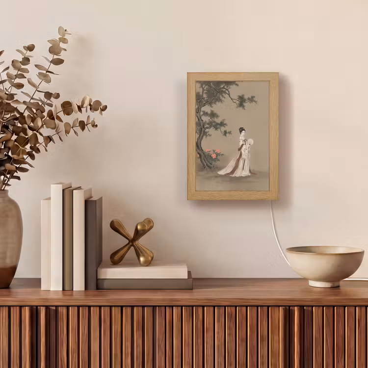Vrouw - Azië - Kunst - Beige Light Box met kabel (Tafellamp) klein -sfeer2