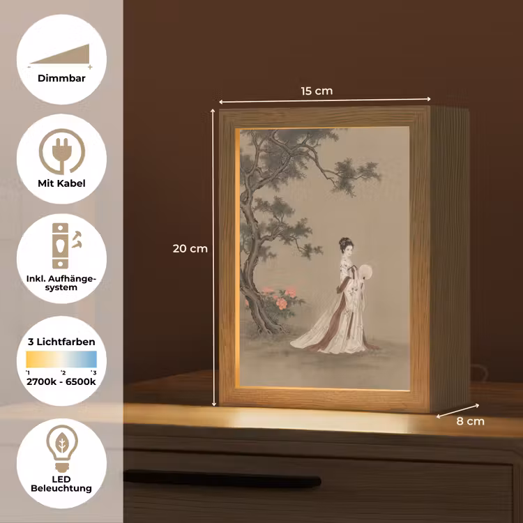 Vrouw - Azië - Kunst - Beige Light Box met kabel (Tafellamp) klein -USP_DE