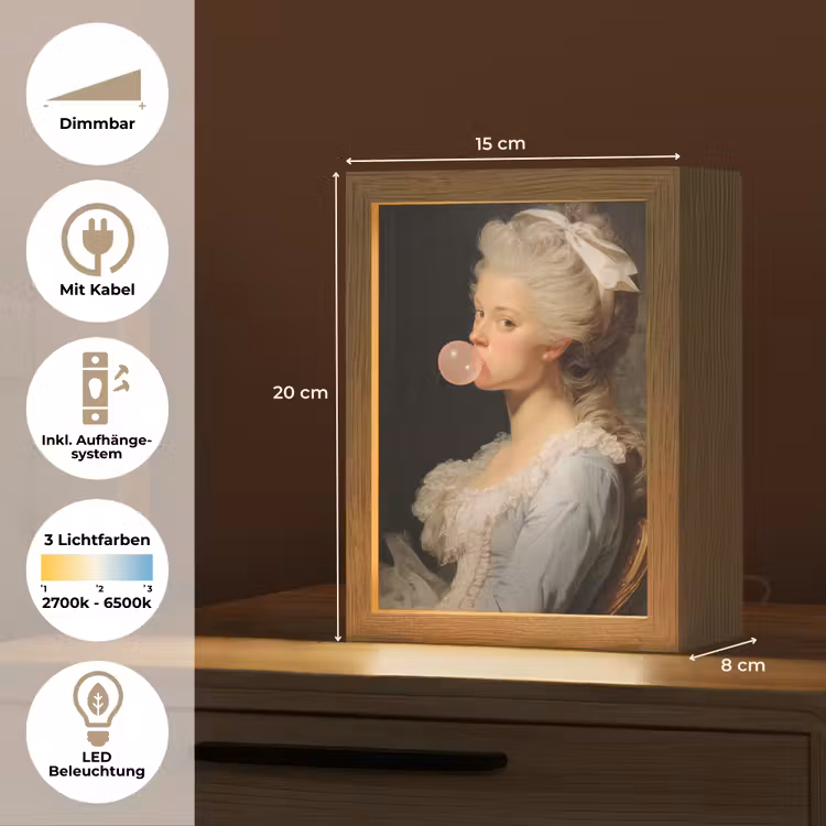Vrouw - Barokjurk - Kauwgom Light Box met kabel (Tafellamp) klein -USP_DE