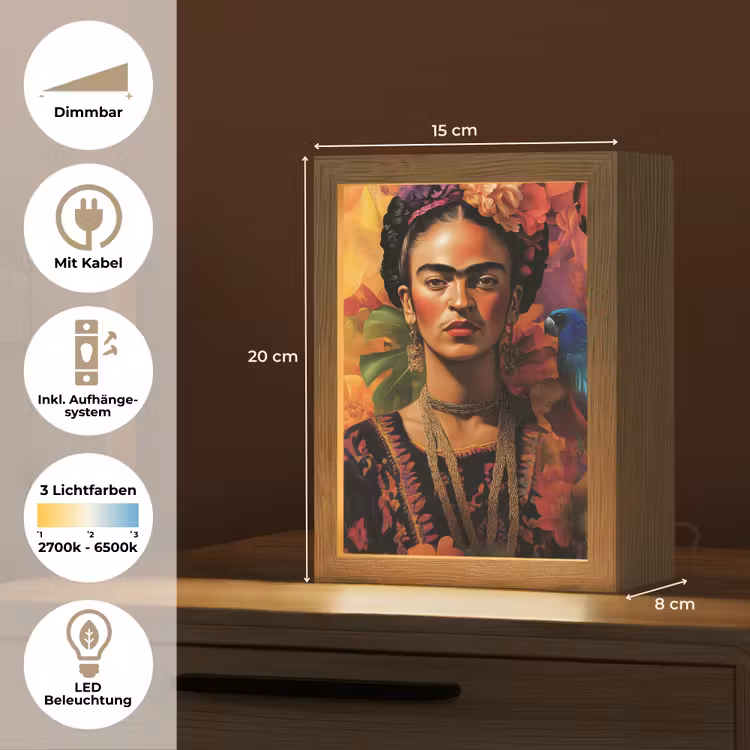 Vrouw - Bloemen - Papegaai - Schilderachtig Light Box met kabel (Tafellamp) klein -USP_DE