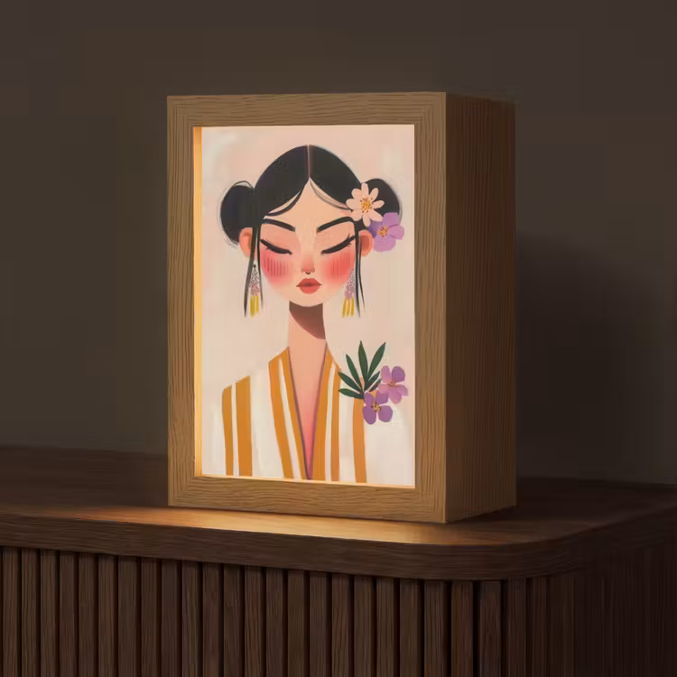 Vrouw - Bloemen - Pastel Light Box met kabel (Tafellamp) klein -z3d_website
