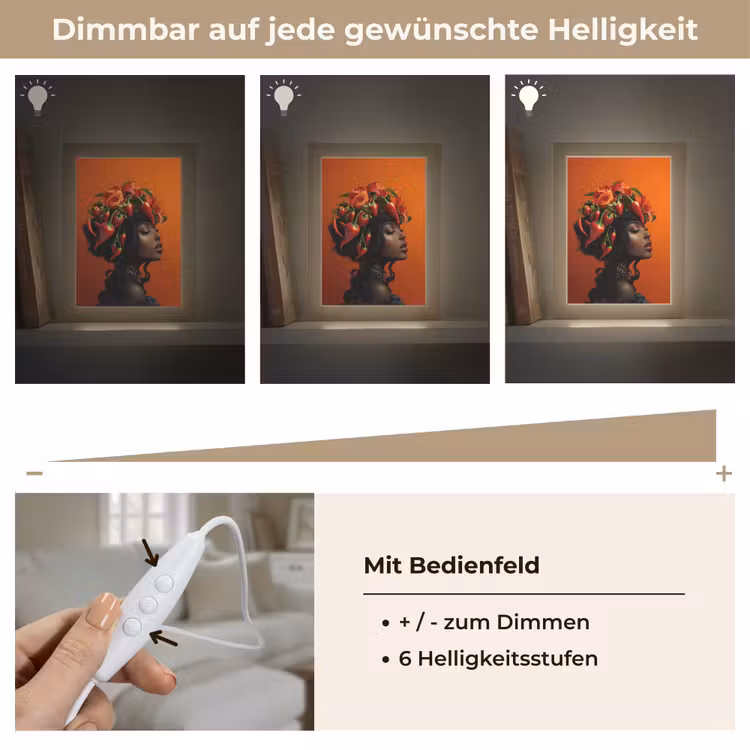 Vrouw - Chilipepers - Pepers - Bloemen Light Box met kabel (Tafellamp) klein -USP_dimbaarDE
