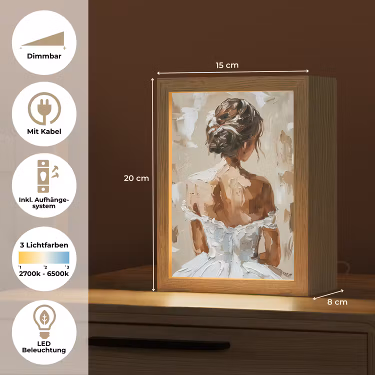 Vrouw - Verf - Abstract - Beige - Modern Light Box met kabel (Tafellamp) klein -USP_DE