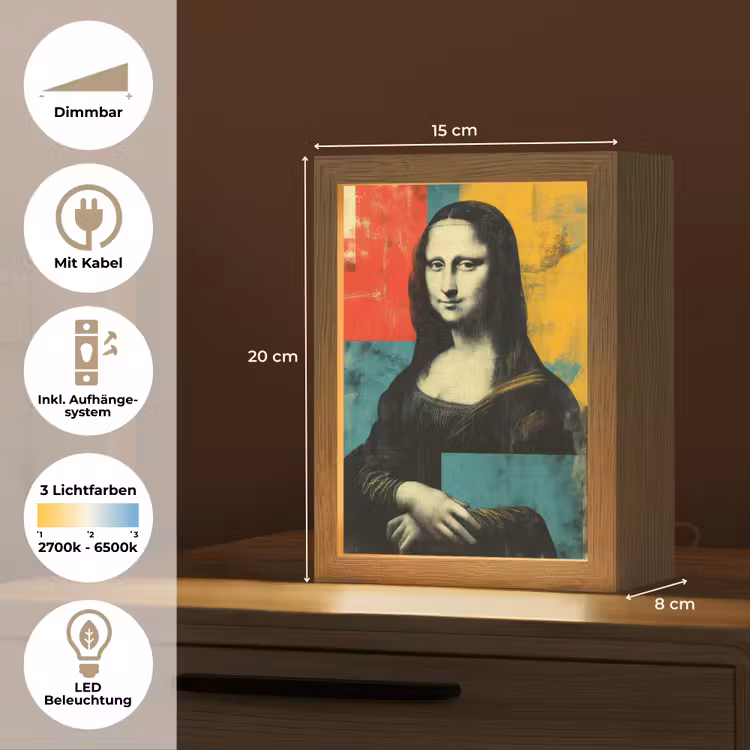 Vrouw - Kleurvlakken - Klassieke schilderkunst Light Box met kabel (Tafellamp) klein -USP_DE
