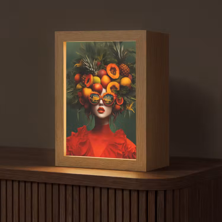 Vrouw - Vruchten - Papaja - Ananas Light Box met kabel (Tafellamp) klein -z3d_website