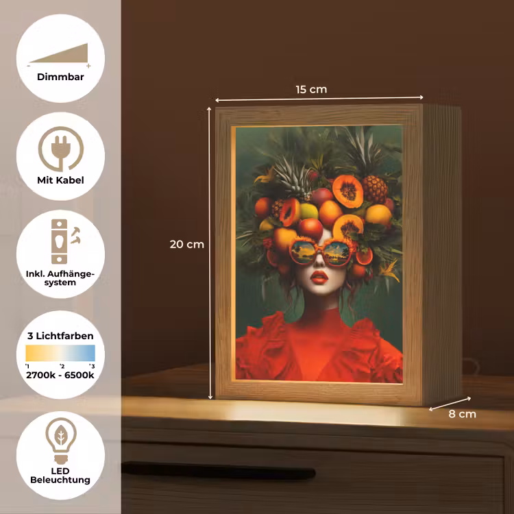 Vrouw - Vruchten - Papaja - Ananas Light Box met kabel (Tafellamp) klein -USP_DE
