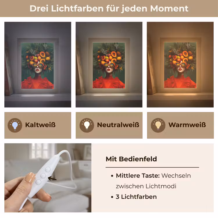 Vrouw - Vruchten - Papaja - Ananas Light Box met kabel (Tafellamp) klein -USP_lichtkleurDE