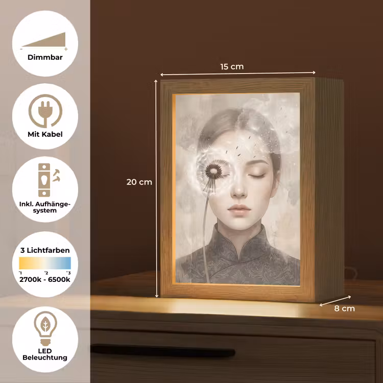 Vrouw - Sereen - Grijs Light Box met kabel (Tafellamp) klein -USP_DE