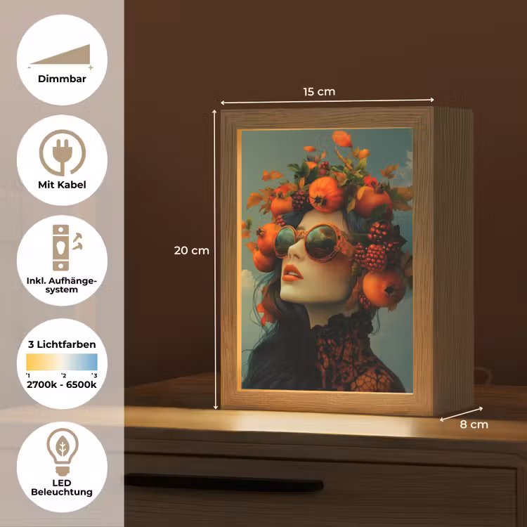 Vrouw - Granaatappel - Herfst - Zonnebril Light Box met kabel (Tafellamp) klein -USP_DE
