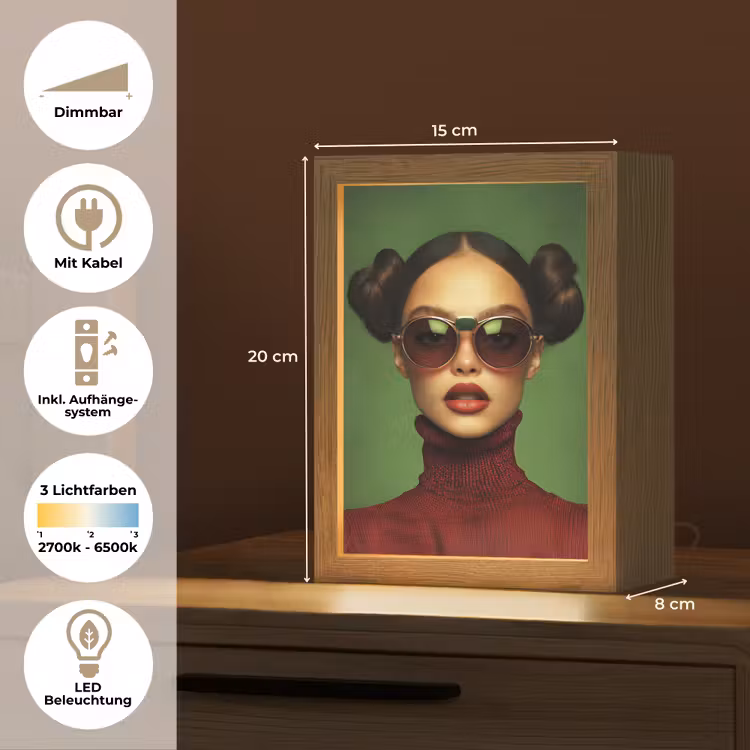 Vrouw - Groen - Bril - Aesthetic - Modern Light Box met kabel (Tafellamp) klein -USP_DE