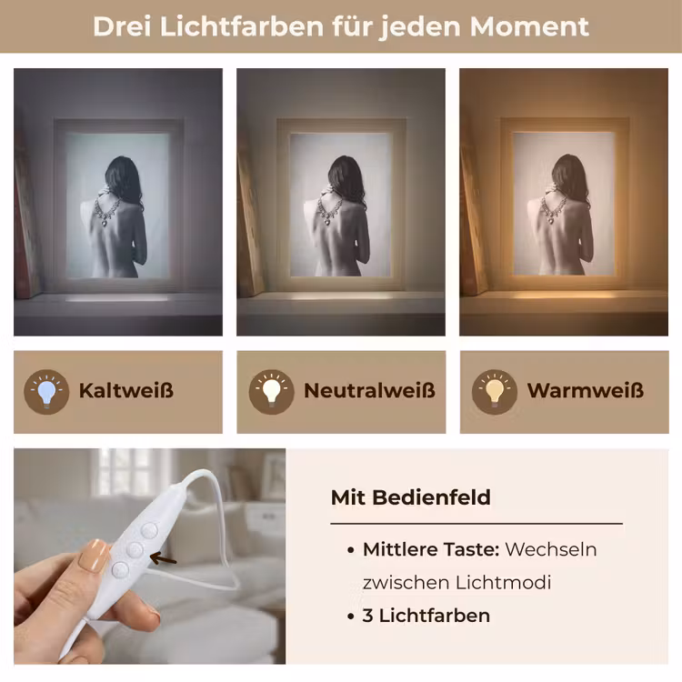 Vrouw - Ketting - Fashion - Zwart - Wit Light Box met kabel (Tafellamp) klein -USP_lichtkleurDE