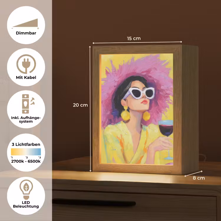 Vrouw - Hoed - Paars - Wijn Light Box met kabel (Tafellamp) klein -USP_DE
