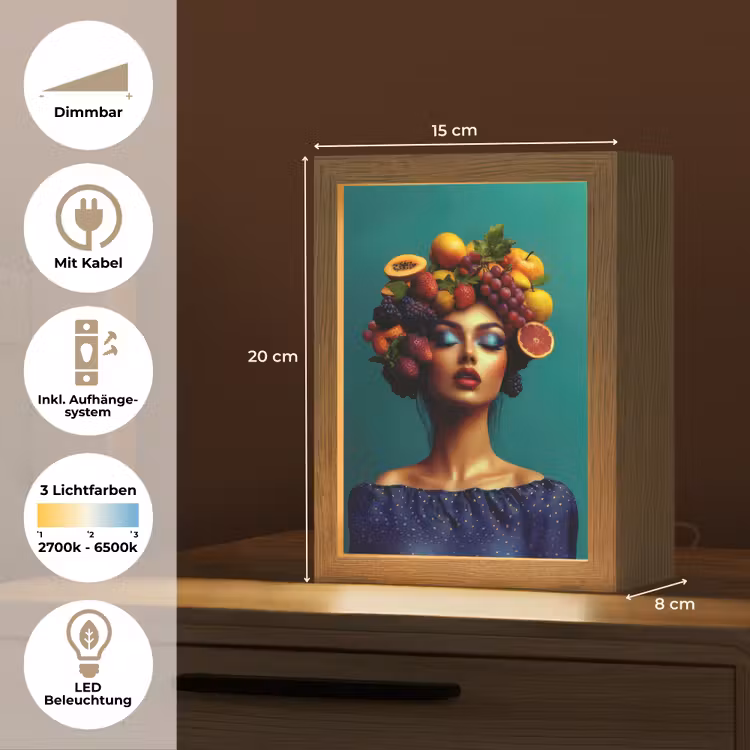 Vrouw - Hoodtooi - Tropisch - Fruit - Druiven Light Box met kabel (Tafellamp) klein -USP_DE