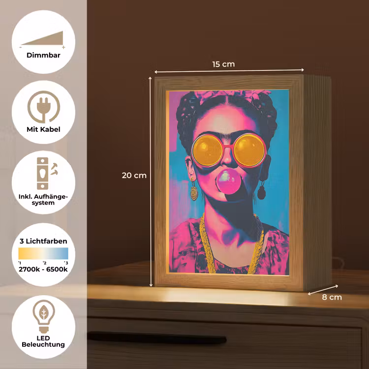 Vrouw - Kauwgom - Zonnebril - Oranje Light Box met kabel (Tafellamp) klein -USP_DE