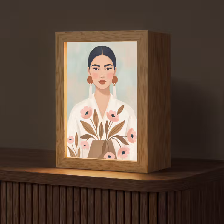 Vrouw - Kimono - Pastel Light Box met kabel (Tafellamp) klein -z3d_website