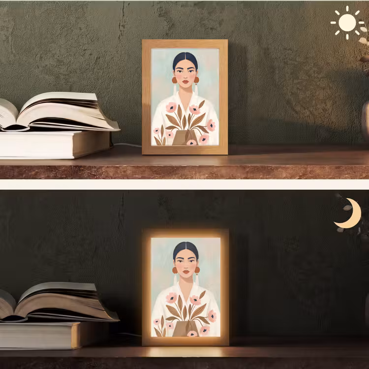 Vrouw - Kimono - Pastel Light Box met kabel (Tafellamp) klein -sfeer3