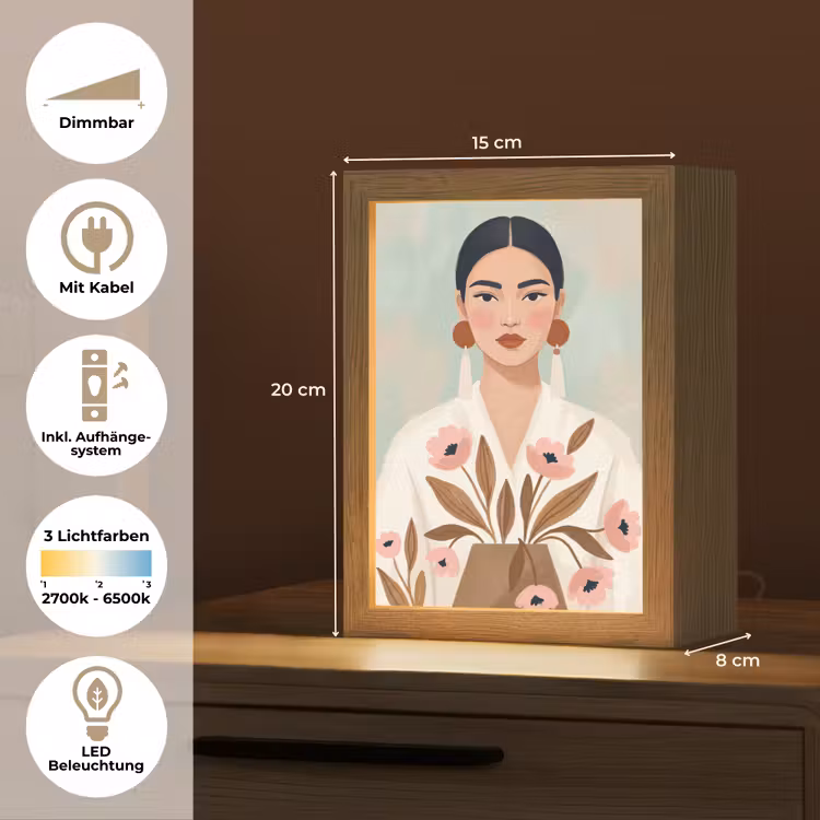 Vrouw - Kimono - Pastel Light Box met kabel (Tafellamp) klein -USP_DE