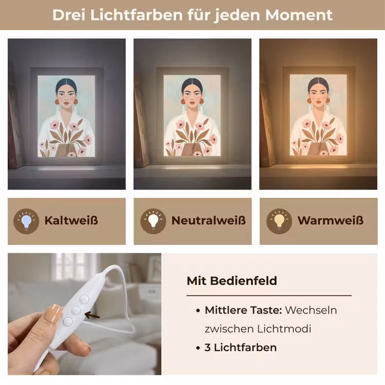 Vrouw - Kimono - Pastel Light Box met kabel (Tafellamp) klein -USP_lichtkleurDE