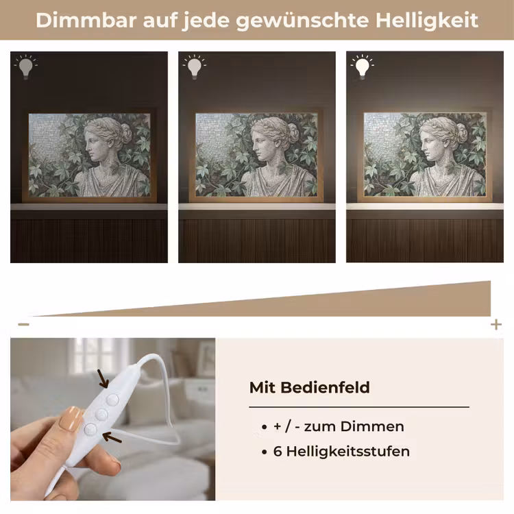 Vrouw - Klassiek - Mozaiëk - Natuur - Groen Light Box met kabel (Tafellamp) klein -USP_dimbaarDE
