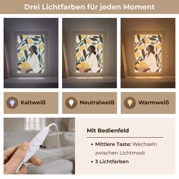 Vrouw - Mand - Citroenen - Bladeren Light Box met kabel (Tafellamp) klein -USP_lichtkleurDE