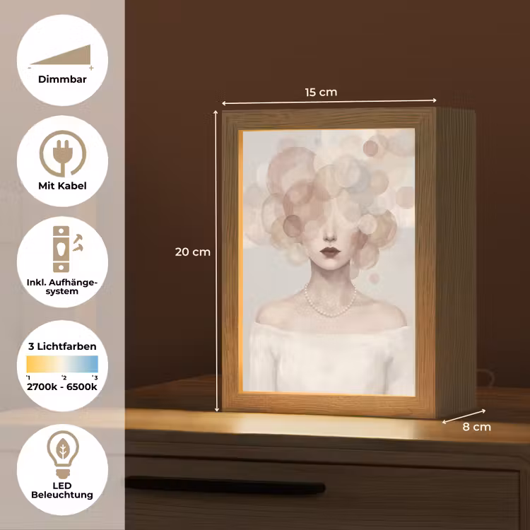 Vrouw - Cirkels - Beige Light Box met kabel (Tafellamp) klein -USP_DE