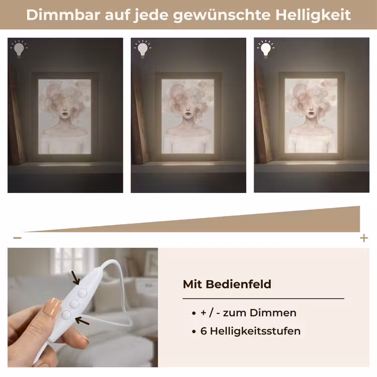 Vrouw - Cirkels - Beige Light Box met kabel (Tafellamp) klein -USP_dimbaarDE