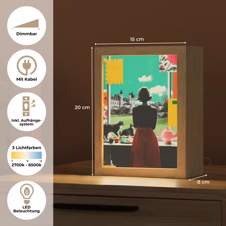 Vrouw - Keuken - Katten - Doorkijk Light Box met kabel (Tafellamp) klein -USP_DE