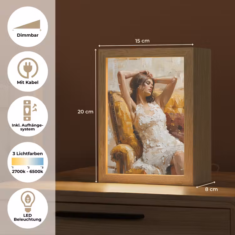 Vrouw - Kunst - Abstract - Modern Light Box met kabel (Tafellamp) klein -USP_DE