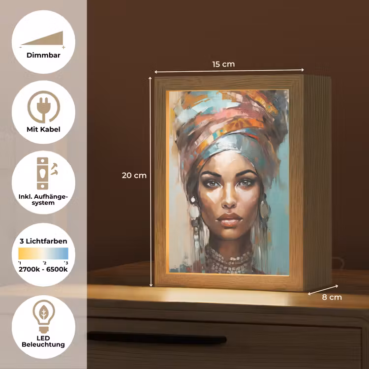 Vrouw - Kunst - Sieraden - Portret Light Box met kabel (Tafellamp) klein -USP_DE