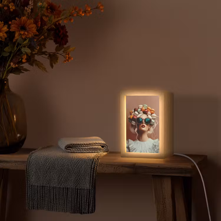 Vrouw - Macarons - Bril Light Box met kabel (Tafellamp) klein -sfeer4