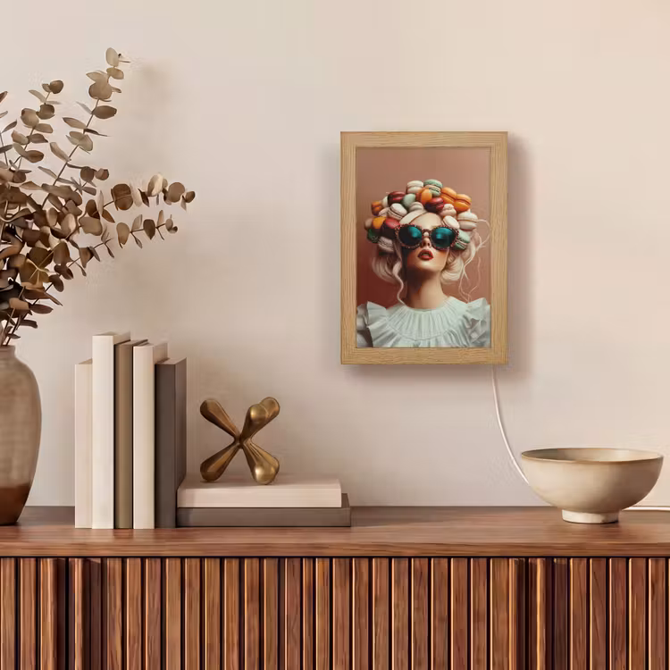 Vrouw - Macarons - Bril Light Box met kabel (Tafellamp) klein -sfeer2