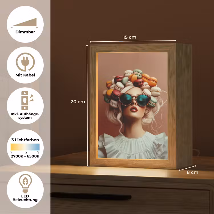 Vrouw - Macarons - Bril Light Box met kabel (Tafellamp) klein -USP_DE