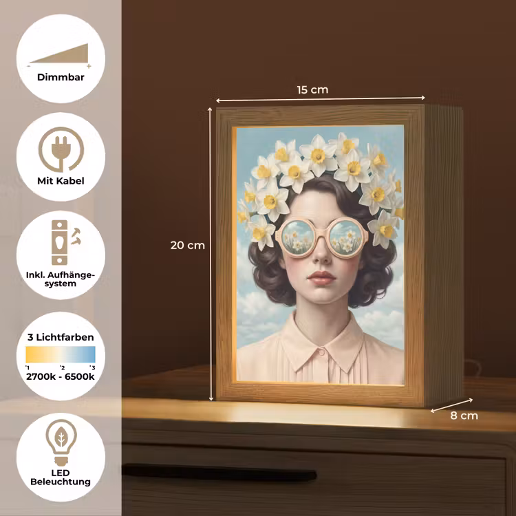 Vrouw - Narcissen - Geel Light Box met kabel (Tafellamp) klein -USP_DE