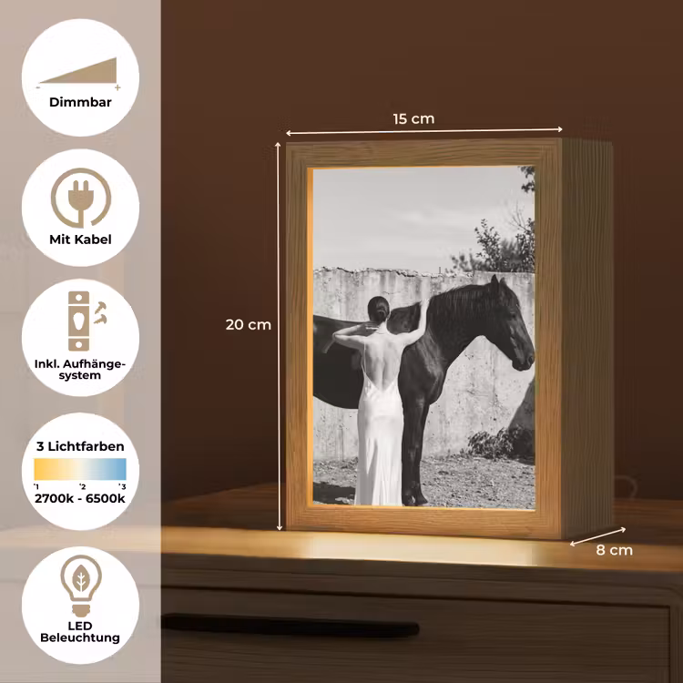 Vrouw - Paard - Artistiek Light Box met kabel (Tafellamp) klein -USP_DE