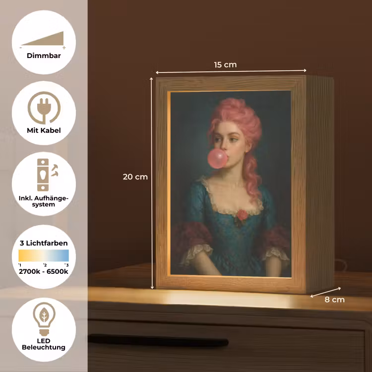 Vrouw - Portret - Kauwgombel Light Box met kabel (Tafellamp) klein -USP_DE