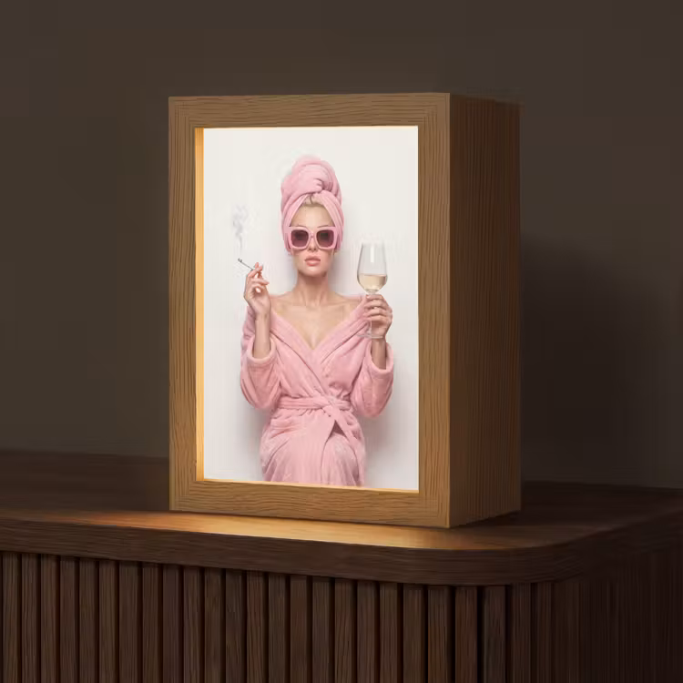 Vrouw - Roze - Wijn - Zonnebril Light Box met kabel (Tafellamp) klein -z3d_website