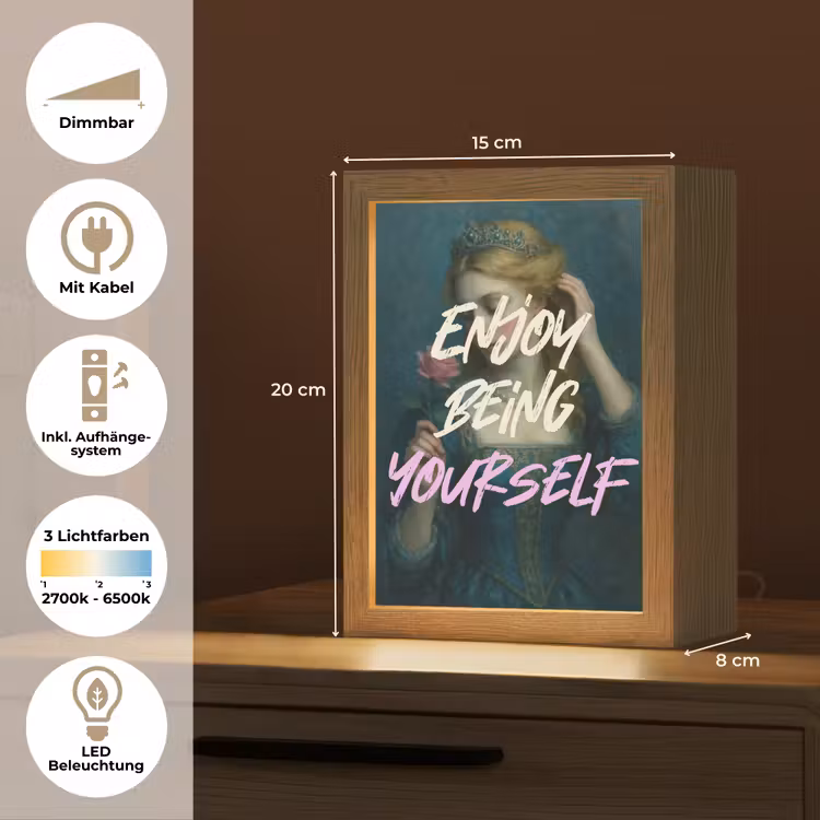 Vrouw - Roos - Quote Light Box met kabel (Tafellamp) klein -USP_DE