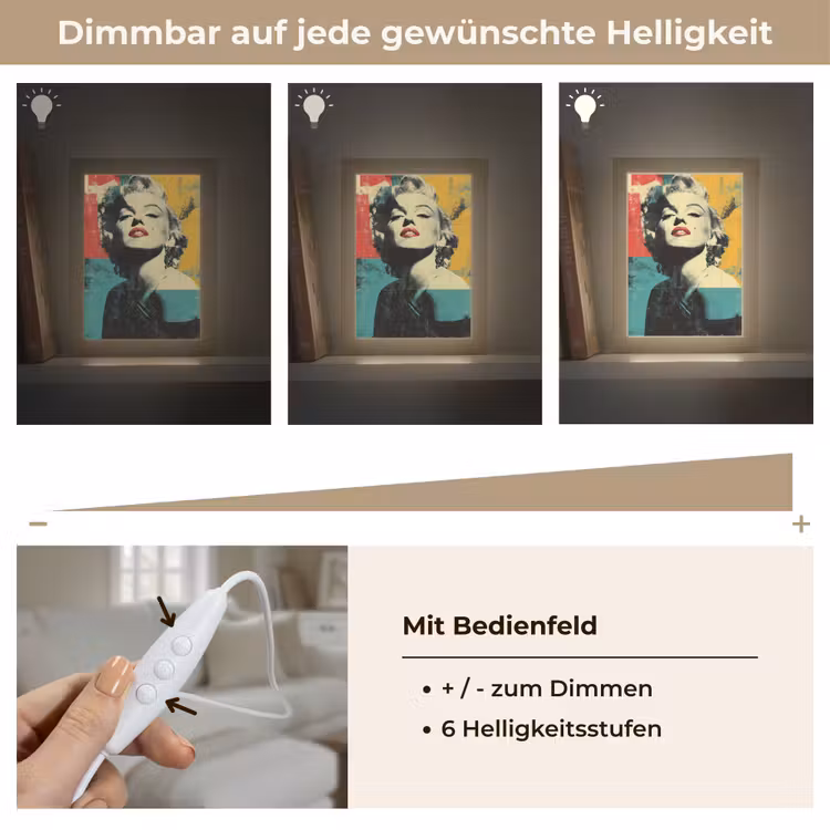 Vrouw - Rode lippen - Abstracte kleurvlakken - Popartuistraling Light Box met kabel (Tafellamp) klein -USP_dimbaarDE