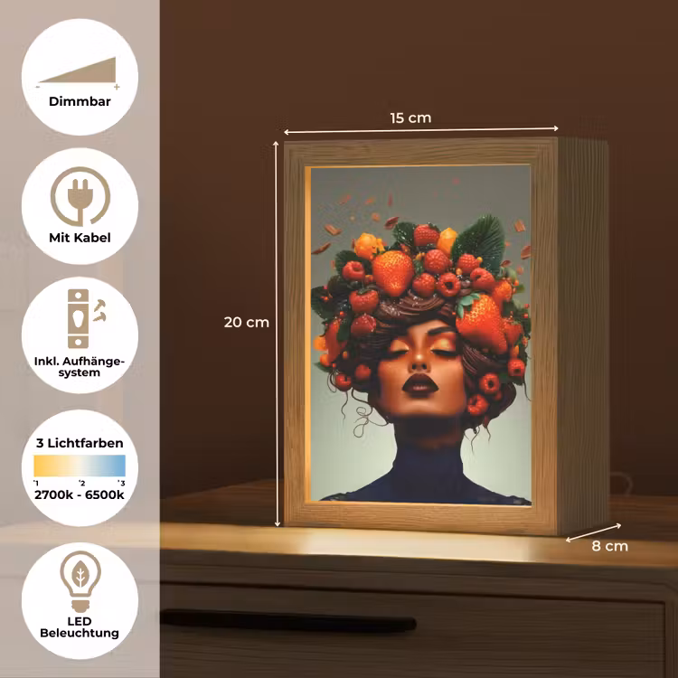 Vrouw - Chocolade - Frambozen - Aardbeien - Koekjes Light Box met kabel (Tafellamp) klein -USP_DE