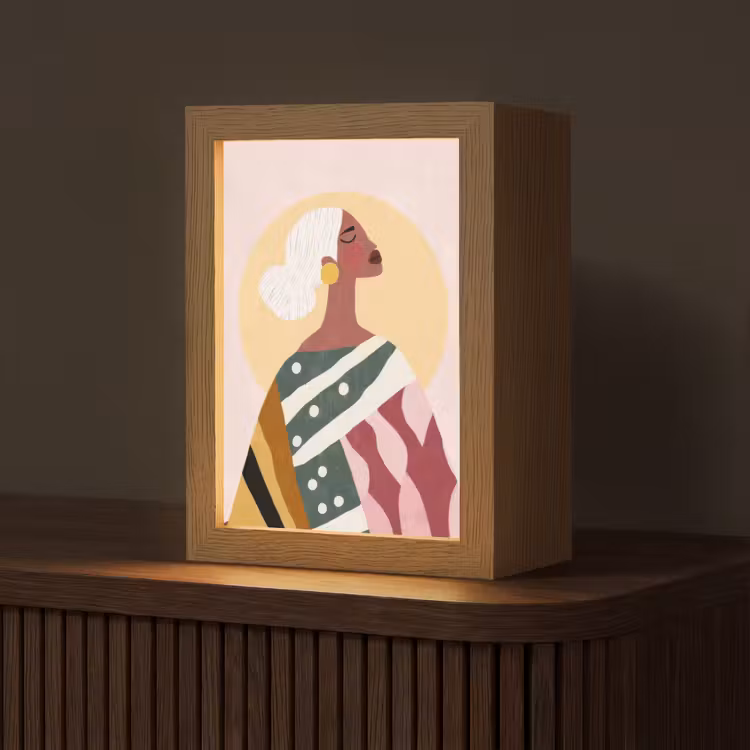 Vrouw - Zon - Kleurrijk Light Box met kabel (Tafellamp) klein -z3d_website