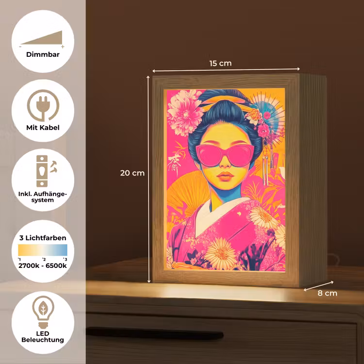 Vrouw - Zonnebril - Abstract - Oranje Light Box met kabel (Tafellamp) klein -USP_DE