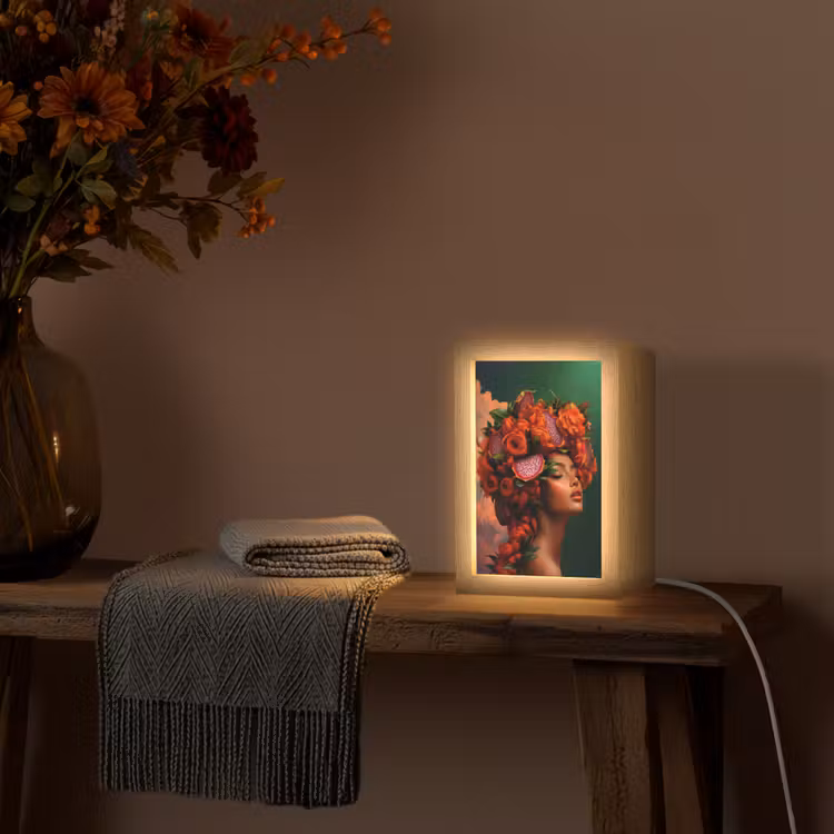 Vrouw - Drankenfruit - Rozen Light Box met kabel (Tafellamp) klein -sfeer4