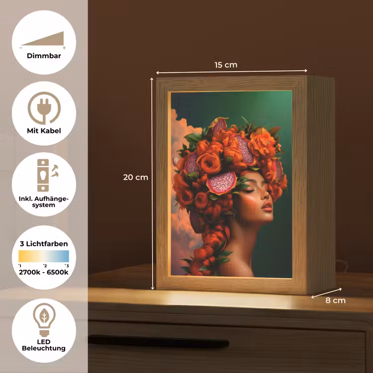 Vrouw - Drankenfruit - Rozen Light Box met kabel (Tafellamp) klein -USP_DE