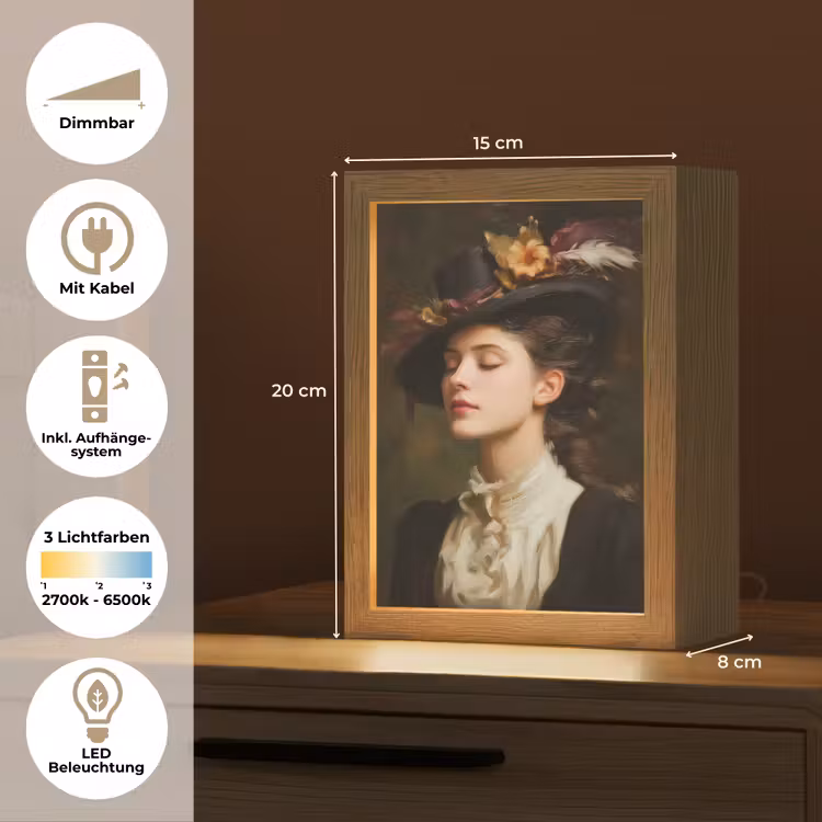 Vrouw - Victoriaans - Portret Light Box met kabel (Tafellamp) klein -USP_DE