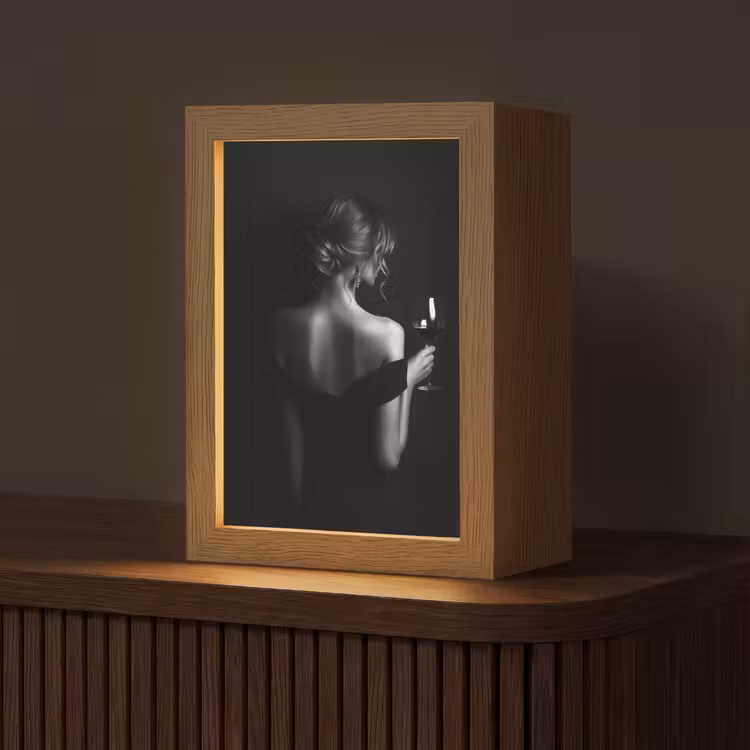 Vrouw - Wijn - Jurk Light Box met kabel (Tafellamp) klein -z3d_website